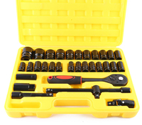 Jeu de douilles profondes CRV 1/2 "de haute qualité clé à cliquet finie noire avec hexagonale et Torx pour une utilisation en réparation