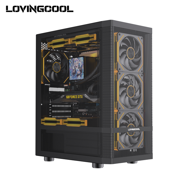 Lovingcool Bulk ATX Gaming Case with Dual Mesh Panels Full Size Compatibility 240mm AIO Ready Large Interior Volume Discount