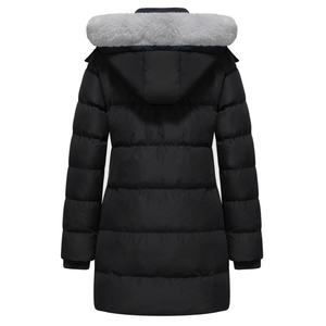 Oelise Damen <span class=keywords><strong>Winter</strong></span> Dicker Puffer mantel Solide atmungsaktive gewebte Front Reiß verschluss Warme Schnee jacke mit abnehmbarer Kapuze - Product Image 2