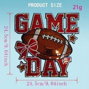New Iron on <b>Large</b> Size 25cm Sequin Embroidery Basketball Rugby Gameday Playhard Patch for Clothing & Hats Decoration - Product Image 6