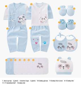 Conjuntos de Regalo para Bebés Recién Nacidos 100% Algodón, 18 Piezas, Estampado Animal, Manga Larga, para Primavera y Verano, Niñas y Niños, Venta al Por Mayor - Product Image 2