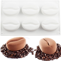 Moule de cuisson en silicone réaliste en forme de grain de café, design illusion optique, pour gâteau mousse, chocolat, bougie artisanale, résine et artisanat