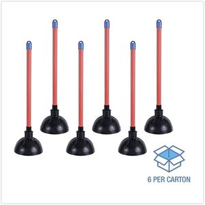 Boardwalk 528188 Déboucheur de toilettes avec poignée en plastique rouge/noir de 18 pouces, diamètre de 5,63 pouces. 6/carton - Product Image 3