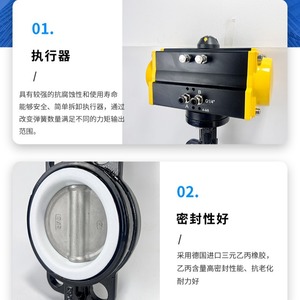 Válvula de Mariposa Neumática D671F-16Q de Hierro Dúctil con Conexión por Abrazadera para Productos Químicos, Agua a Temperatura Normal - Product Image 4