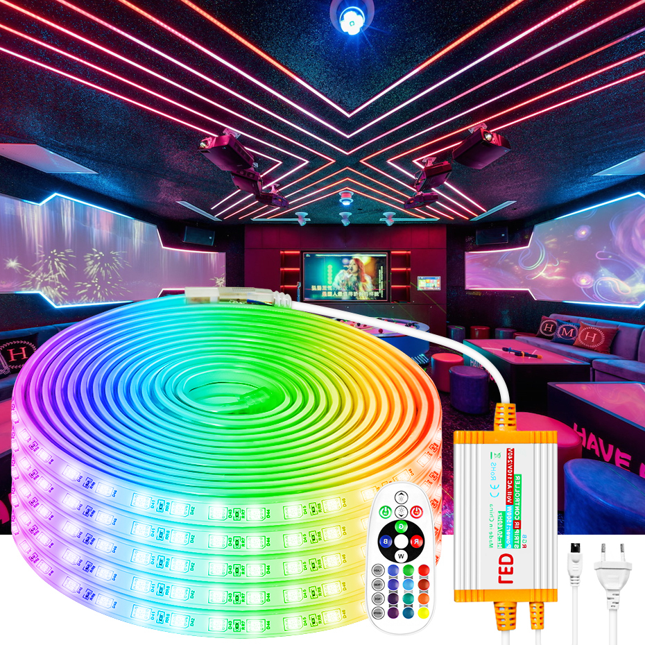 110V 220V SMD 5050 60led/m 50meters 100meters Led Strip Light 8mm 10mm Waterproof Rgb Led Strip Light IP65