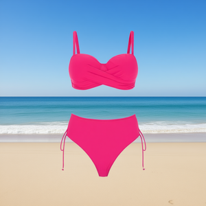 Costume da bagno intero HDJ Plus Size a fascia con vita alta e controllo pancia, tinta unita, da donna BZ77128 - Product Image 2