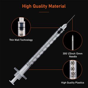 Seringues à insuline ultra-fines 31G 0,5 ml 1 ml, jetables et stériles, injection sans douleur, 100 pièces/boîte - Product Image 5