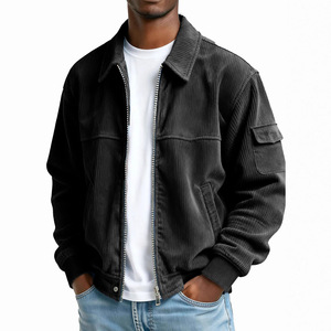 Veste en daim pour <span class=keywords><strong>homme</strong></span> printemps-automne 2025, veste courte de pilote, veste décontractée de sport pour <span class=keywords><strong>homme</strong></span>, chemise à fermeture éclair avec logo sur le devant - Product Image 1