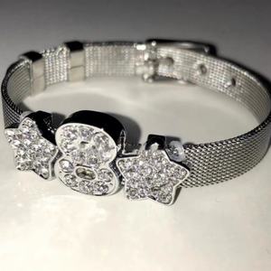 Pulsera de Acero con Colgante de Letras de Diamantes de Imitación KT Estilo Y2K Shibuya Spice, Pulseras de Moda Hechas a Mano - Product Image 2