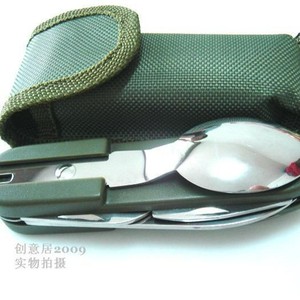 Multi Function Stainless Steel Knife Set With Spoon Fork For Camping Outdoor Survival <b>Tools</b> Seven In One - Product Image 3