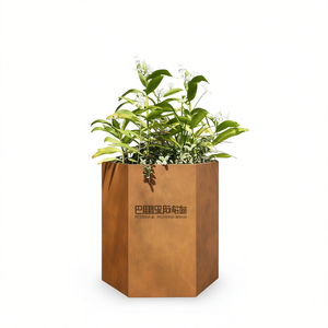 Fioriera da Giardino in Acciaio Marrone Ruggine, Quadrata Media, Stile Rustico, per Fiori, Uso Esterno, Set da 2 - Product Image 1