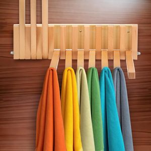 Porte-manteau mural pliable en bois de hêtre, moderne et portable pour salon, 42,5x43cm, gain de place - Product Image 5