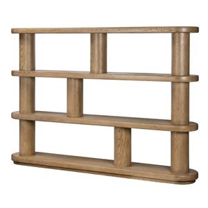 Simple Modern Column Design Home Use Commodity Shelf Rack <b>Solid</b> <b>Wood</b> Freestanding Wide <b>Bookcase</b> - Product Image 4