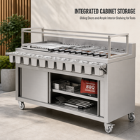 Gril de rôtisserie automatique de gril de BBQ de charbon de bois brésilien commercial