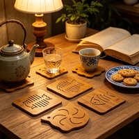 Sous-verres en bois multi-formes, tapis de table ajourés, isolants thermiques, en bois naturel, décoration de table, vente en gros
