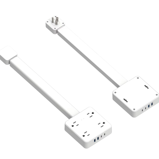 Ultra Flat 360 Rotating Tabletop Extension Socket Multi-Plug Wall Outlet 4 Outlets 3A Rated Current ABS Copper Material US