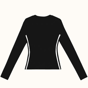 220gsm 92% Cotton 8% Spandex Y2K Logo Print Knitted Eco-Friendly Slim Fit Crew Neck Long Sleeve <b>Women's</b> <b>Crop</b> <b>Top</b> T-Shirts - Product Image 5