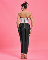 Ocstrade été 2024 femmes mode dentelle fendu Joint Satin Corset robe de soirée formelle Banquet noir et blanc robes de soirée