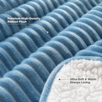 Couverture de luxe double couche en flanelle rayée et sherpa, super douce et chaude, pour canapé et lit, style nordique, hiver, peluche épaisse