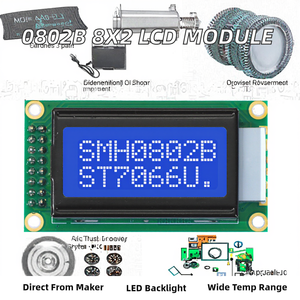 0802b STN <span class=keywords><strong>LCD</strong></span> hiển thị <span class=keywords><strong>8x2</strong></span> nhân vật công nghiệp hiển thị module với I2C giao diện LED Đèn nền bao gồm Dupont Cáp - Product Image 2