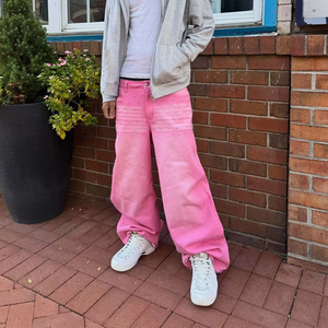 Pantalones <span class=keywords><strong>Vaqueros</strong></span> Anchos de Mezclilla <span class=keywords><strong>para</strong></span> <span class=keywords><strong>Hombre</strong></span>, Estilo Vintage, Lavado Ácido, Desgastado, Personalizado, <span class=keywords><strong>con</strong></span> Tachuelas, Rotos, Estilo Globo, Color Rosa, <span class=keywords><strong>para</strong></span> Ropa Urbana - Product Image 5