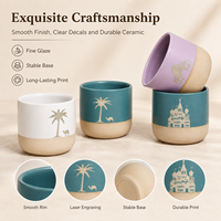 Tasse en céramique personnalisée de style arabe moyen-oriental sans poignée, tasse à café en porcelaine cylindrique personnalisée pour gravure au laser
