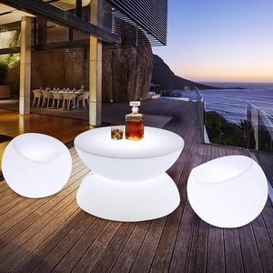 LED <strong>bar</strong> Dining Table Decorative Hourglass Shaped Patio Table Portable Courtyard <strong>Outside</strong> Coffee Tables Feature with Waterproof - Product Image 3