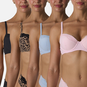 Soutien-gorge sexy en dentelle à armatures pour femme, minimisant pour poitrines généreuses, push-up, avec maintien latéral anti-affaissement, demi-bonnet fin - Product Image 5