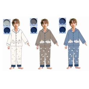 Ensembles de pyjamas pour garçons et filles en coton 100% imprimés sur mesure haut de gamme, à manches courtes et longues, écologiques et respirants pour enfants - Product Image 3