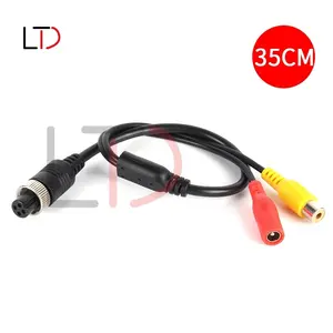 M12 4Pin 항공 암 RCA/AV + DC 플러그 어댑터 케이블 35CM 길이 자동차 카메라 비디오 연장 케이블