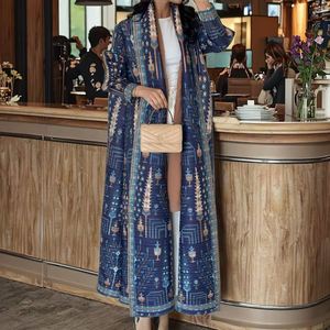 Miyake plissé Abaya femmes Robe musulmane col rabattu imprimé fleuri Modets veste Style longue Robe Pour Femme pour grandes dames - Product Image 1