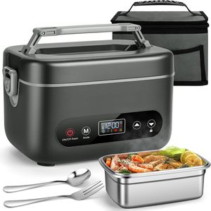 Boîte à <span class=keywords><strong>lunch</strong></span> à contrôle automatique de la température, rechargeable par USB, chauffe-aliments portable, boîte à <span class=keywords><strong>lunch</strong></span> électrique sans fil de 1,2 L - Product Image 1