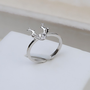 Handmade S925 <b>Silver</b> Deer Antlers Elk Simple Princess Ring DIY Jewelry Accessories with 5-6 Pearl Empty Set and <b>Bead</b> Caps 2731 - Product Image 3