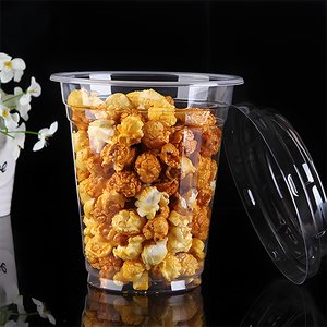 Tazas de palomitas de maíz de plástico desechables personalizadas, tazas de té de la leche de tamaño king, cubos de palomitas transparentes de PP gruesos, fabricantes - Product Image 6