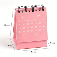 Calendrier de bureau OEM 2026 couleur bonbon avec reliure spirale, calendrier de table en papier imprimé sur mesure pour la décoration de bureau et la promotion