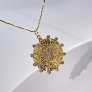 Collar con Colgante de Corazón y Sol Chapado en Oro Tianyu para Mujer, Colgante de Corazón Redondo de Lujo, Joyería de Moda - Product Image 3