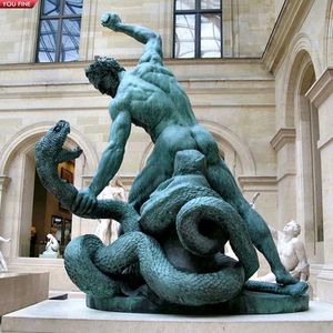 Sculpture de serpent d'Hercule en bronze patiné YOUFINE, art mythologique classique, statue pour la décoration de <span class=keywords><strong>musée</strong></span> et de villa - Product Image 1