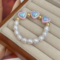 Bracelet élastique en perles acryliques en forme de cœur, fait main, tendance