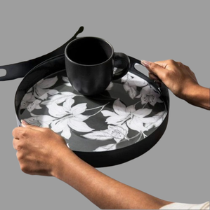 Bandeja DE SERVICIO DE MADERA Natural 100% de calidad superior hecha a mano ecológica elegante decoración de cocina impresión esmaltada apta para lavavajillas - Product Image 1