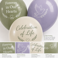 Ballons en latex imprimés aux couleurs douces pour commémoration, célébration de la vie, et décoration de cérémonie funéraire