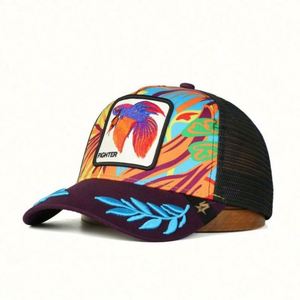 <b>Cool</b> Premium Unisex 5-Panel Hat Fashion Striped Floral Printed Front 3D Embroidery <b>Patch</b> Custom Trucker Mesh Sports Cap 100% - Product Image 4