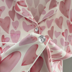 Ve áo dài tay quần dài đồ ngủ nữ mùa xuân và mùa hè Ins mới đơn giản tình yêu cánh hoa Homewear hai mảnh phù hợp với - Product Image 5