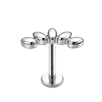 Clous d'oreille en titane ASTM F136 de haute qualité à filetage interne avec zircon, bijoux de piercing pour lèvre, prêts à être expédiés, prix d'usine, clous labret