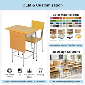 Ensemble de bureaux et chaises d'école durables en gros, table d'examen ignifuge pour étudiants, chaises et tables de classe pour l'école primaire - Product Image 6