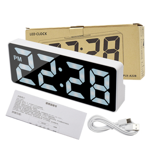 Giá Rẻ Giá LED máy tính để bàn điện tử với nhiệt độ hiển thị điều khiển bằng giọng nói di động trang trí nội thất màu trắng đồng hồ báo thức - Product Image 6