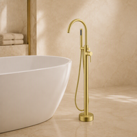 Robinet de baignoire autoportant moderne pour hôtel et villa, mitigeur de bain à poser au sol avec douchette à jet de massage en céramique