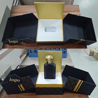 Boîte cadeau en carton à double ouverture avec logo personnalisé, de luxe, de haute qualité, flacon de parfum en verre de 100 ml, emballage haut de gamme