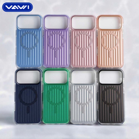 Étui de téléphone magnétique ondulé antichoc VAWI B170 en gros pour iPhone 13/14/15/16/17 Pro Max, coque rigide en PC