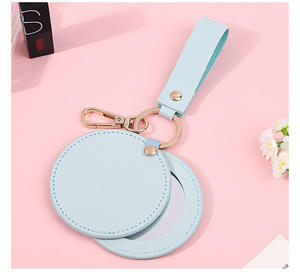 לוגו מותאם אישית מיני עגול עור איפור תיק מראה-מתנה לקידום נשים לאודם ועגיל - Product Image 3