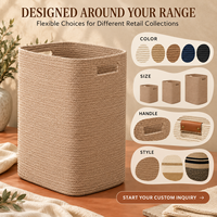 Paniers de rangement en corde de coton tissée de grande capacité, durables, écologiques, lavables, robustes, avec poignées solides